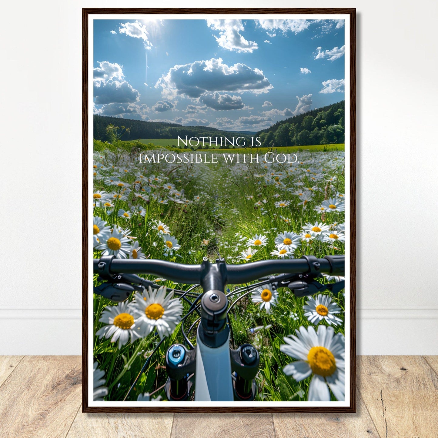 Coffee With My Father Print Material 60x90 cm / 24x36″ / Premium Matte Paper Wooden Framed Poster / Dark wood frame Nothing is Impossible With God - Artwork