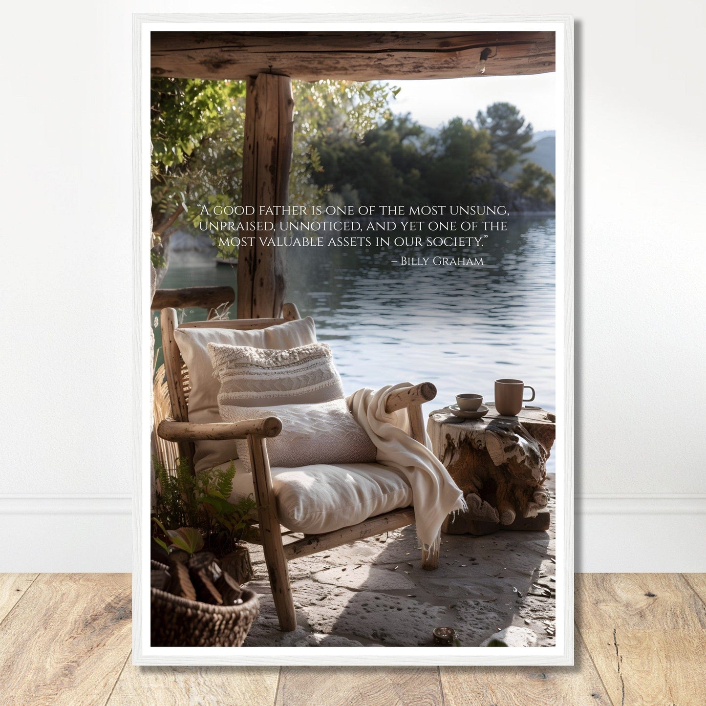 Coffee With My Father Print Material 60x90 cm / 24x36″ / Premium Matte Paper Wooden Framed Poster / White frame Framed Template