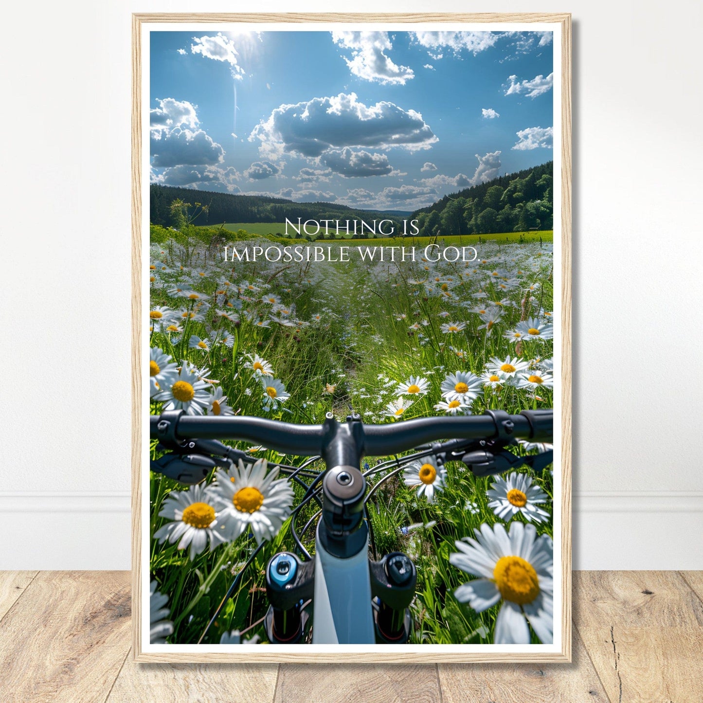 Coffee With My Father Print Material 60x90 cm / 24x36″ / Premium Matte Paper Wooden Framed Poster / Wood frame Nothing is Impossible With God - Artwork