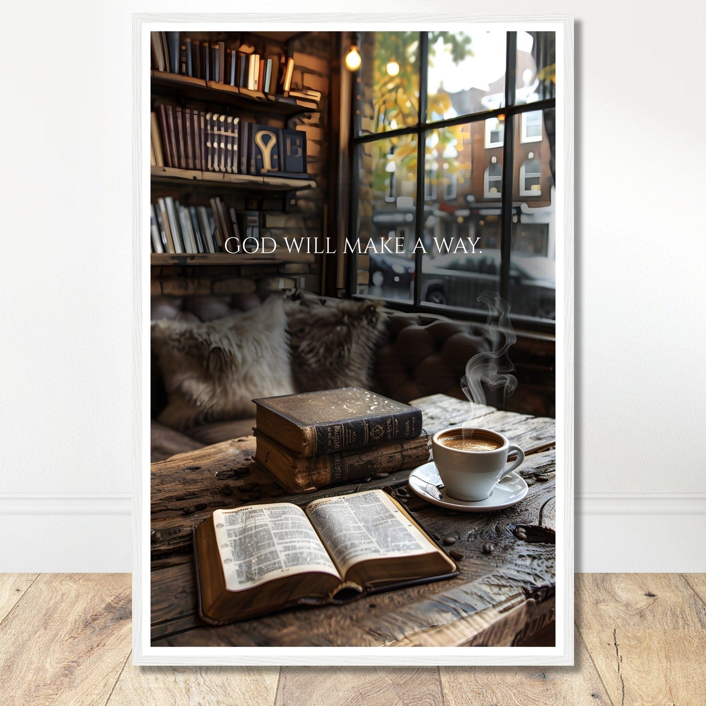 Coffee With My Father Print Material 60x90 cm / 24x36″ / White frame God Will Make A Way