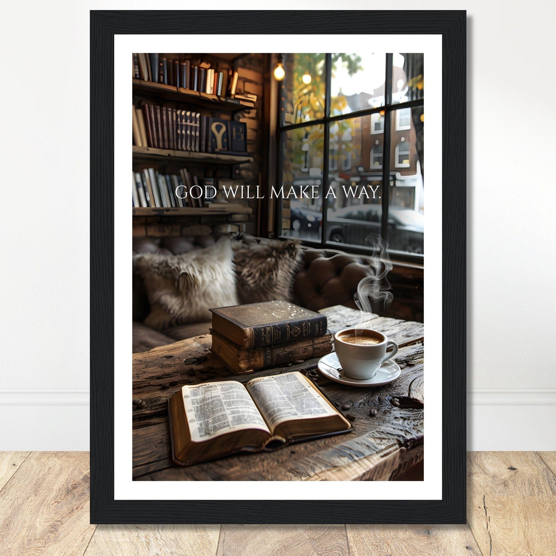 Coffee With My Father Print Material A4 21x29.7 cm / 8x12″ / Black frame God Will Make A Way