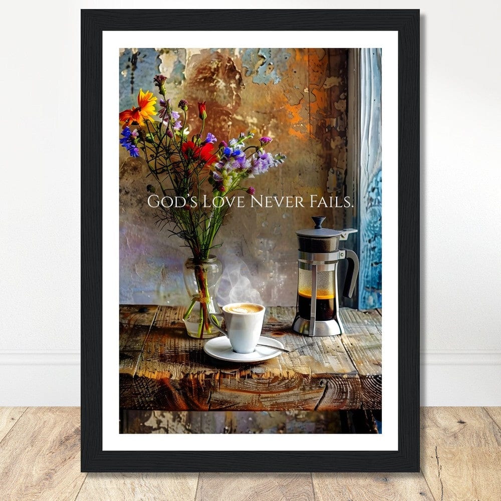 Coffee With My Father Print Material A4 21x29.7 cm / 8x12″ / Premium Matte Paper Wooden Framed Poster - Black frame Framed Template