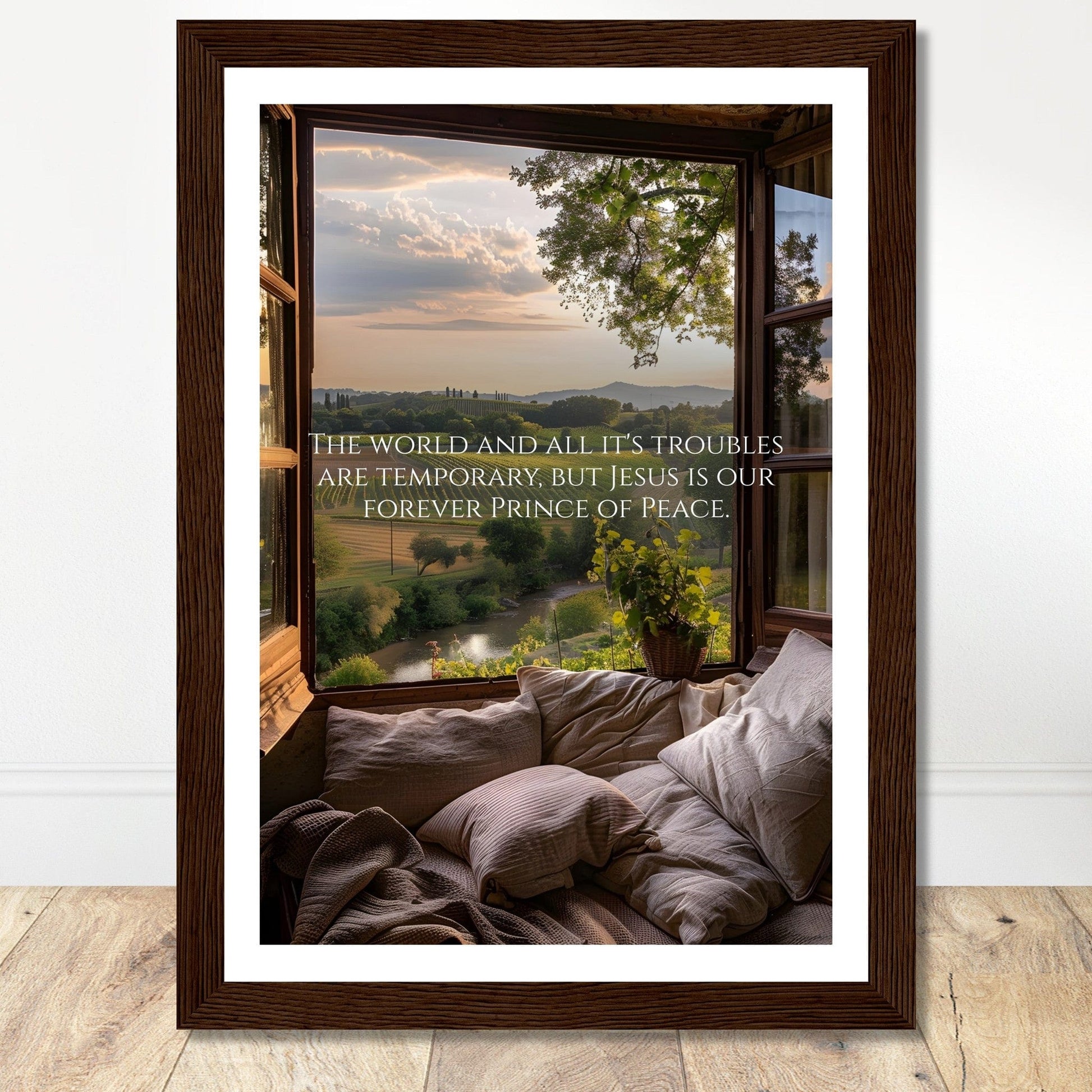 Coffee With My Father Print Material A4 21x29.7 cm / 8x12″ / Premium Matte Paper Wooden Framed Poster / Dark wood frame Jesus, Our Forever Prince of Peace