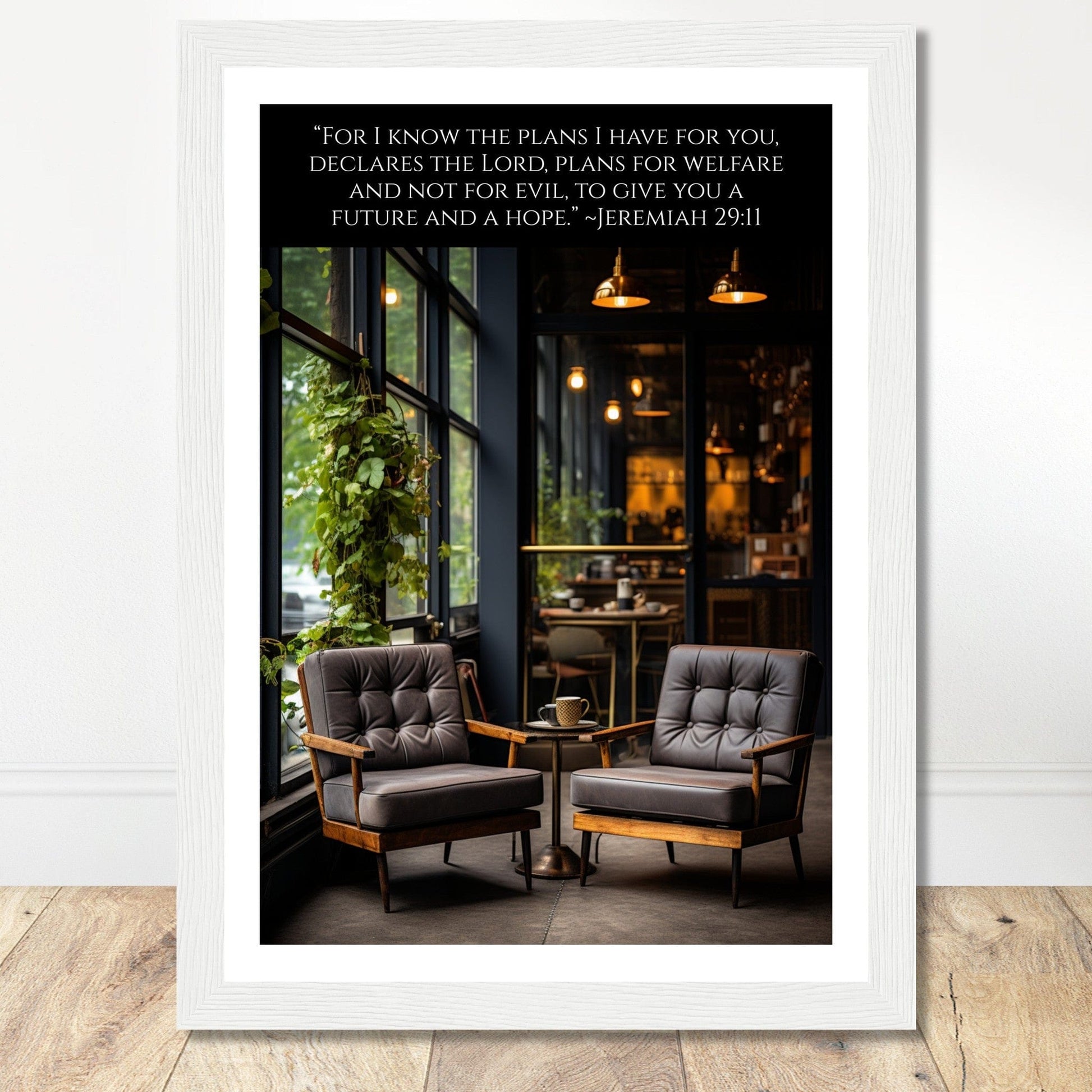 Coffee With My Father Print Material A4 21x29.7 cm / 8x12″ / Premium Matte Paper Wooden Framed Poster / White frame Framed Template