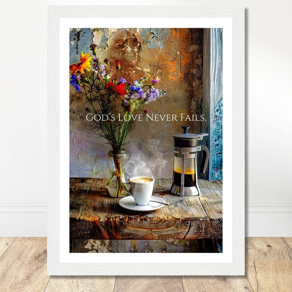Coffee With My Father Print Material A4 21x29.7 cm / 8x12″ / Premium Matte Paper Wooden Framed Poster - White frame Framed Template