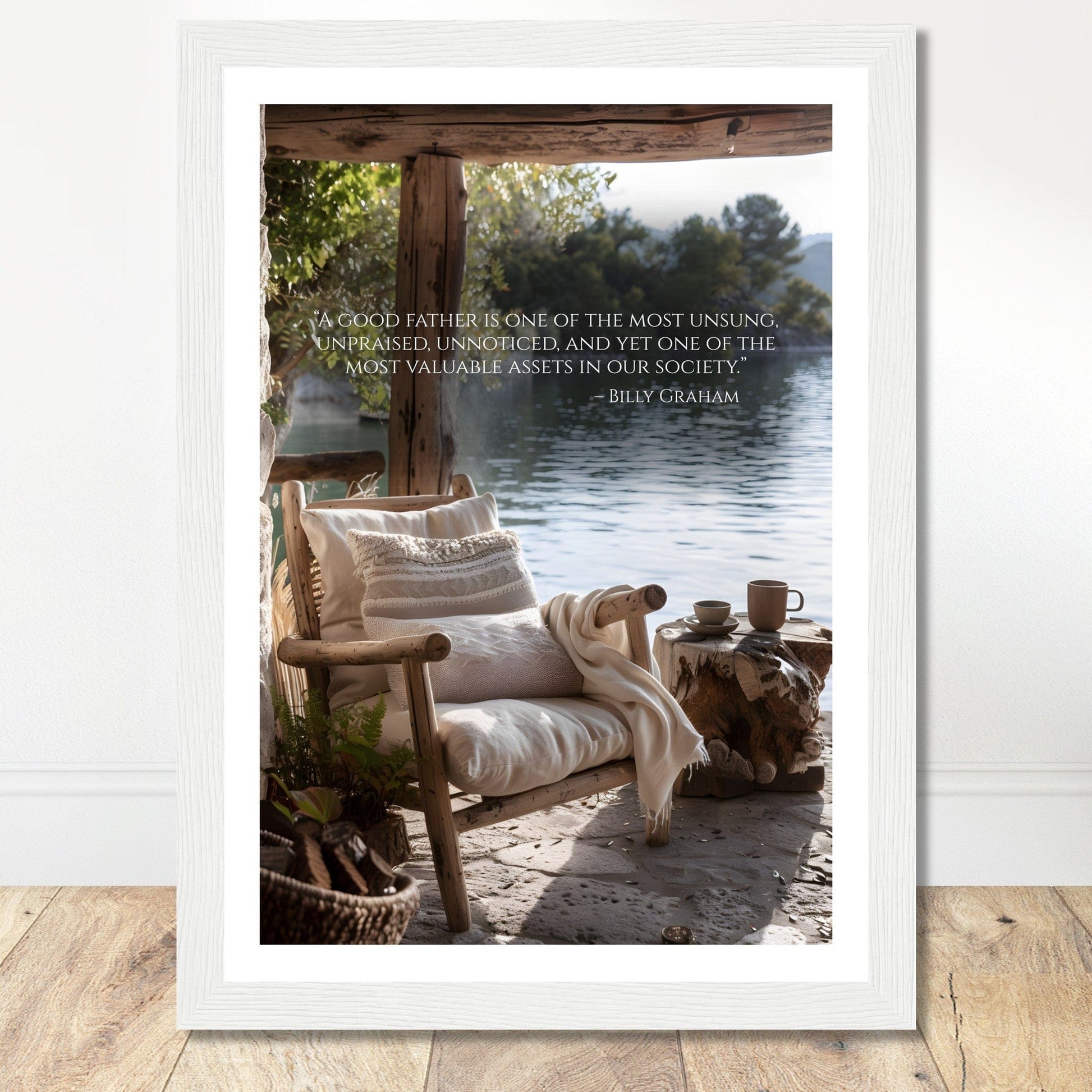 Coffee With My Father Print Material A4 21x29.7 cm / 8x12″ / White frame Framed Template