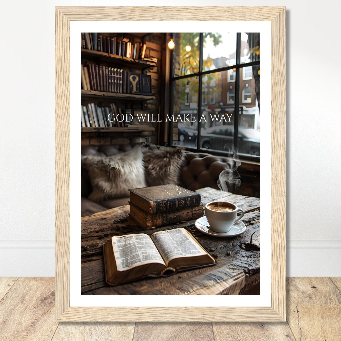 Coffee With My Father Print Material A4 21x29.7 cm / 8x12″ / Wood frame God Will Make A Way