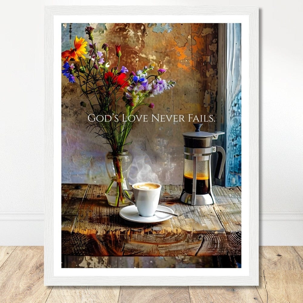 Coffee With My Father Print Material God’s Love Never Fails - Custom Art